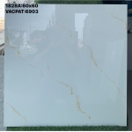 Gạch 60x60 đá bóng kiếng cao cấp màu trắng vân vàng lát nền nhà