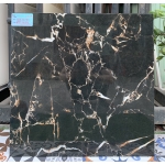 Gạch 60x60 marble đen vân cam sang trọng