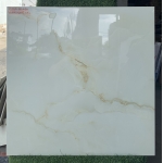 Gạch trang trí 60x60 màu trắng vân vàng bóng kiếng tại Kiên Giang