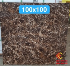 Gạch bóng kiếng 100x100 đá nâu vân mạng nhện