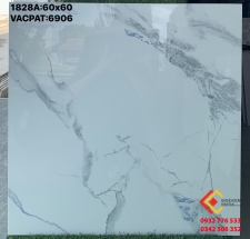 Gạch đá bóng kiếng granite 60x60 màu trắng vân xám tại Kiên Giang mã 6906