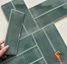 Gạch thẻ trang trí 6x20 màu xanh ngọc nhạt mã 60202