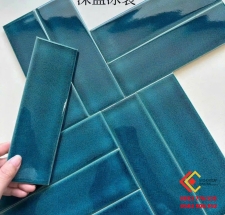 Gạch thẻ 6x20 màu xanh lam đậm 60218 ốp lát vân rạn nứt 