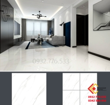Gạch 60x60 màu trắng vân mây lát nền phòng khách