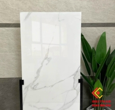 Gạch khổ lớn 60x120 màu trắng vân mây men bóng nhập khẩu Ấn Độ cao cấp
